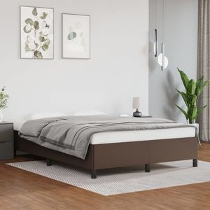 vidaXL Cadru de pat, maro, 140x190 cm, piele ecologică imagine