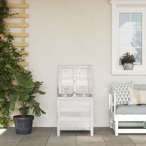 vidaXL Ladă depozitare de grădină alb 50x49x56, 5 cm lemn masiv de brad imagine