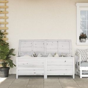 vidaXL Ladă depozitare de grădină alb 150x50x56, 5 cm lemn masiv brad imagine