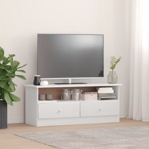 vidaXL Dulap TV cu sertare „ALTA” alb, 100x35x41 cm, lemn masiv de pin imagine