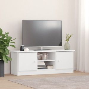 vidaXL Dulap TV "ALTA" alb, 112x35x41 cm, lemn masiv de pin imagine
