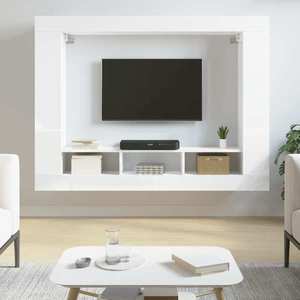 vidaXL Comodă TV, alb extralucios, 152x22x113 cm, lemn prelucrat imagine