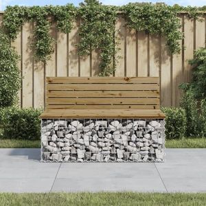 vidaXL Bancă grădină, design gabion, 103x70x65 cm, lemn pin impregnat imagine