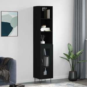 vidaXL Dulap înalt, negru, 34, 5x34x180 cm, lemn prelucrat imagine