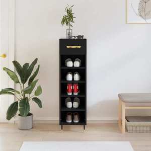 vidaXL Pantofar, negru, 30x35x105 cm, lemn compozit imagine