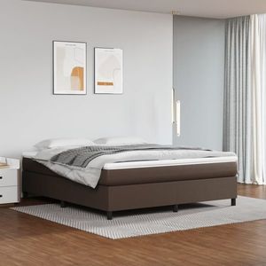 vidaXL Cadru de pat box spring, maro, 180x200 cm, piele ecologică imagine
