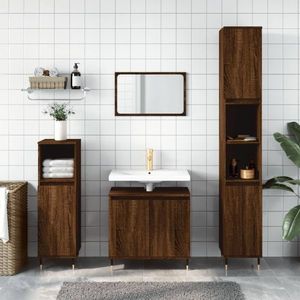 vidaXL Set dulapuri de baie, 3 piese, stejar maro, lemn prelucrat imagine
