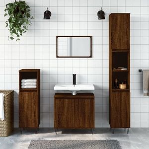 vidaXL Set dulapuri de baie, 3 piese, stejar maro, lemn prelucrat imagine