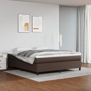 vidaXL Cadru de pat box spring, maro, 160x200 cm, piele ecologică imagine