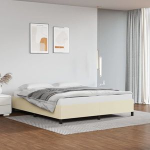 vidaXL Cadru de pat, crem, 160x200 cm, piele ecologică imagine