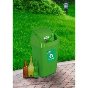 Cos de gunoi cu capac batant pentru reciclare Eco, 35L, 35x29x57 cm, plastic, verde imagine