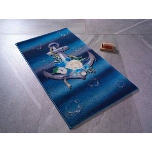 Covoras de baie Romantic Anchor, Confetti, 57x100 cm, bleumarin imagine