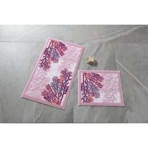 Set 2 covorase de baie Coral, Confetti, 50x57 cm/57x100 cm, roz imagine