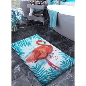 Set 2 covorase de baie Flamingo, Confetti, 50x57 cm/57x100 cm, turcoaz imagine