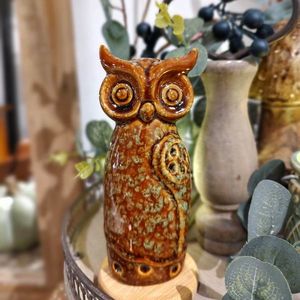 Decoratiune Owl din portelan maro 15 cm - modele diverse imagine