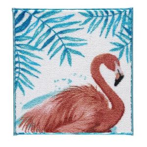 Covoraș de baie, Confetti, Flamingo, 50x57 cm, Poliamida, Turcoaz imagine