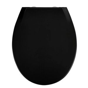 Capac de toaleta cu sistem de coborare easy-close, Wenko, Kos, 37 x 44 cm, termoplastic, negru imagine
