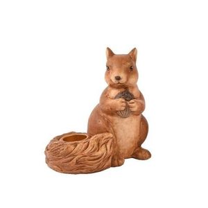 Suport pentru lumanare Squirrel, Decoris, 7.5x9.5x11 cm, teracota, maro imagine