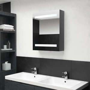 vidaXL Dulap de baie cu oglindă și LED, gri strălucitor, 50x14x60 cm imagine
