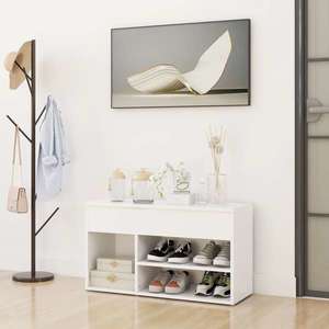 vidaXL Banchetă pantofar, alb, 80x30x45 cm, PAL imagine