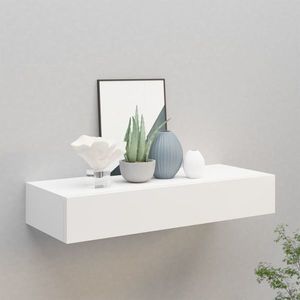 vidaXL Raft de perete cu sertar, alb, 60x23, 5x10 cm, MDF imagine