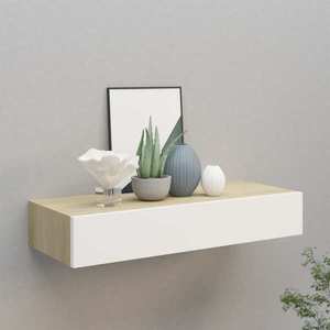 vidaXL Dulap de perete cu sertar, stejar și alb, 60x23, 5x10 cm, MDF imagine