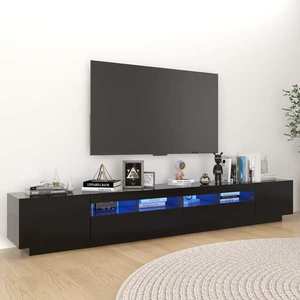 vidaXL Comodă TV cu lumini LED, negru, 260x35x40 cm imagine