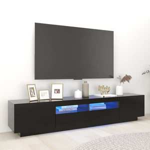 vidaXL Comodă TV cu lumini LED, negru, 200x35x40 cm imagine