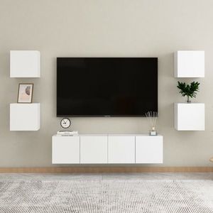 vidaXL Set dulapuri TV, 6 piese, alb, lemn prelucrat imagine