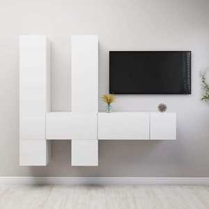 vidaXL Set dulapuri TV, 7 piese, alb, lemn prelucrat imagine