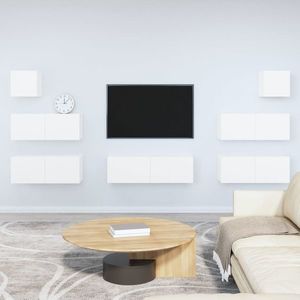 vidaXL Set dulap TV, 7 piese, alb, lemn prelucrat imagine