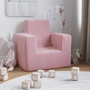 vidaXL Canapea pentru copii, roz, pluș moale imagine