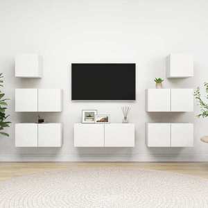 vidaXL Set dulapuri TV, 7 piese, alb, lemn prelucrat imagine