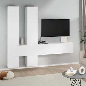 vidaXL Dulap TV montat pe perete, alb, lemn prelucrat imagine