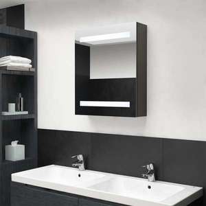 vidaXL Dulap de baie cu oglindă și LED, antracit, 50x14x60 cm imagine