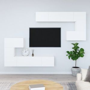 vidaXL Dulap TV montat pe perete, alb, lemn prelucrat imagine