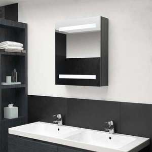 vidaXL Dulap de baie cu oglindă și LED-uri, gri, 50x14x60 cm imagine