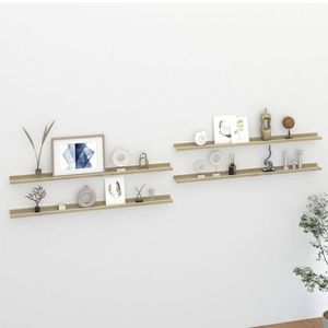 vidaXL Rafturi de perete, 4 buc., alb și stejar sonoma, 115x9x3 cm imagine