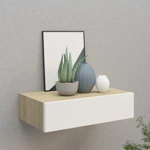 vidaXL Dulap de perete cu sertar, alb și stejar, 40x23, 5x10 cm, MDF imagine