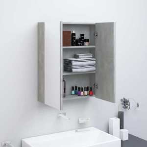 vidaXL Dulap de baie cu oglindă, gri beton, 60x15x75 cm, MDF imagine