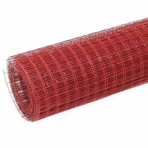 vidaXL Plasă de sârmă găini, roșu, 10 x 1 m, oțel cu înveliș PVC imagine