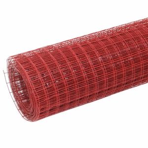 vidaXL Plasă de sârmă găini, roșu, 25 x 0, 5 m, oțel cu înveliș PVC imagine