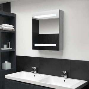 vidaXL Dulap de baie cu oglindă și LED, gri beton, 50x14x60 cm imagine