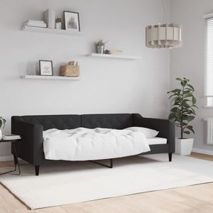vidaXL Cadru de pat, negru, 90x190 cm, material textil imagine