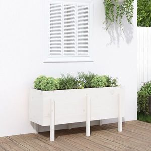 vidaXL Strat înălțat de grădină, alb, 121x50x57 cm, lemn masiv de pin imagine