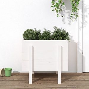 vidaXL Jardinieră de grădină, alb, 62x50x57 cm, lemn masiv de pin imagine