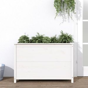 vidaXL Strat înălțat de grădină, alb, 119, 5x40x78 cm, lemn masiv pin imagine