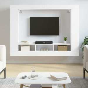 vidaXL Comodă TV, alb, 152x22x113 cm, lemn prelucrat imagine