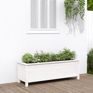 vidaXL Strat înălțat de grădină, alb, 119, 5x40x39 cm, lemn masiv pin imagine