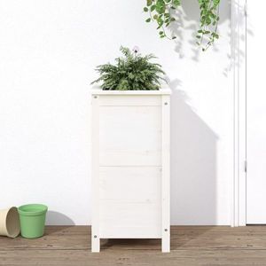 vidaXL Jardinieră de grădină, alb, 40x40x78 cm, lemn masiv de pin imagine